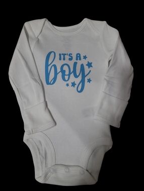 Made To Order White 'It's a Boy' Long-Sleeve Or Short Sleeve Baby Onsie